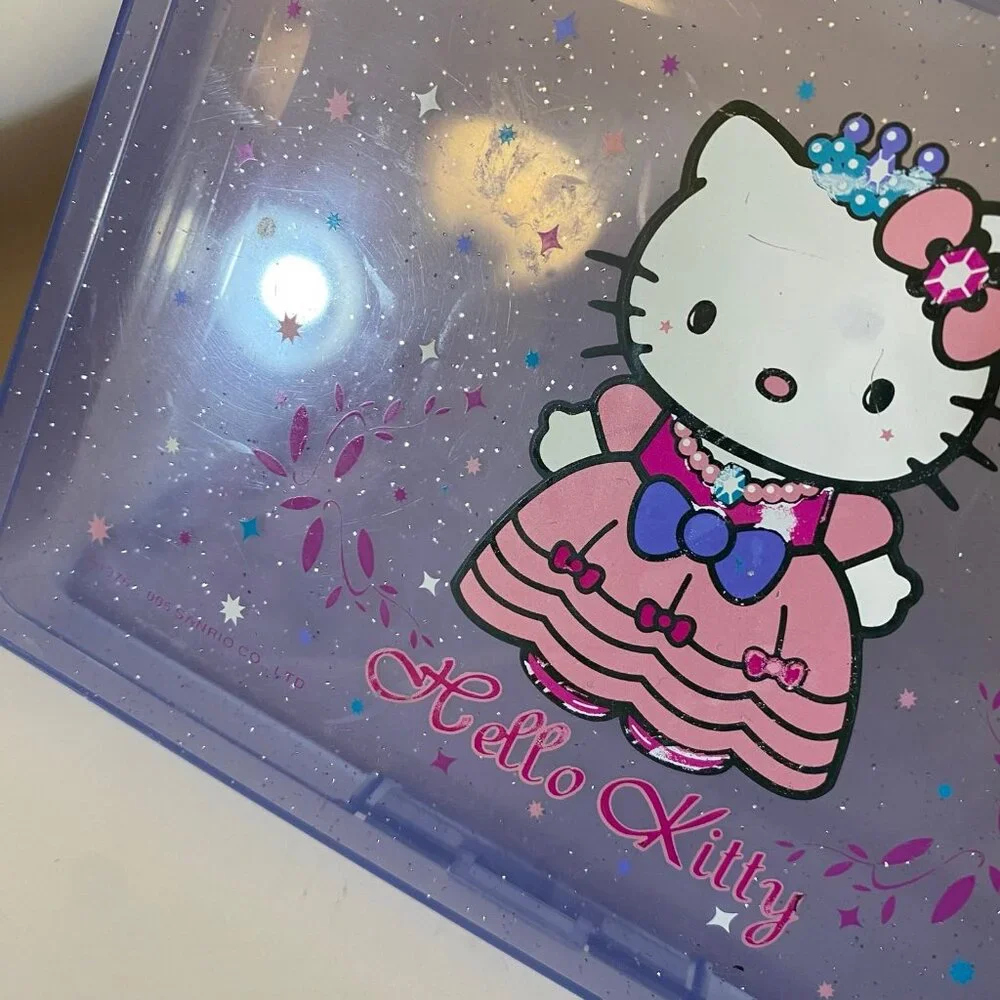 Sanrio 2005 Hello Kitty Clear Glitter Plastic Case